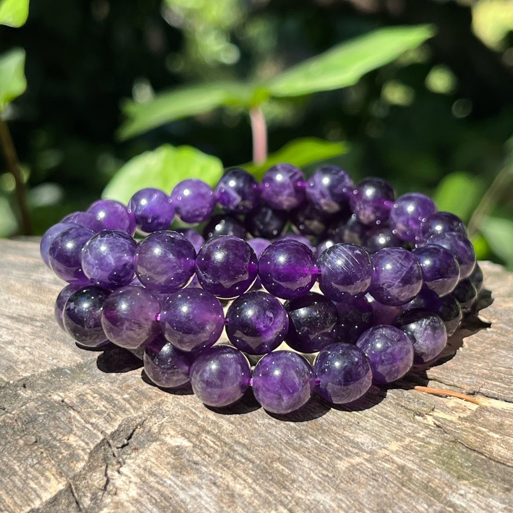 9.5mm 10mm‎ stretchable dark amethyst bracelet